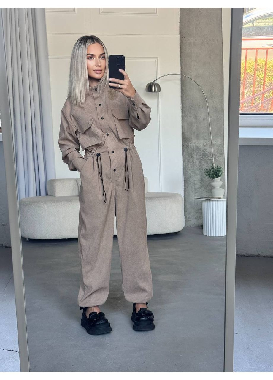 Комбинезон 085 вельвет, застегивается на кнопках. Україна светло-коричневый