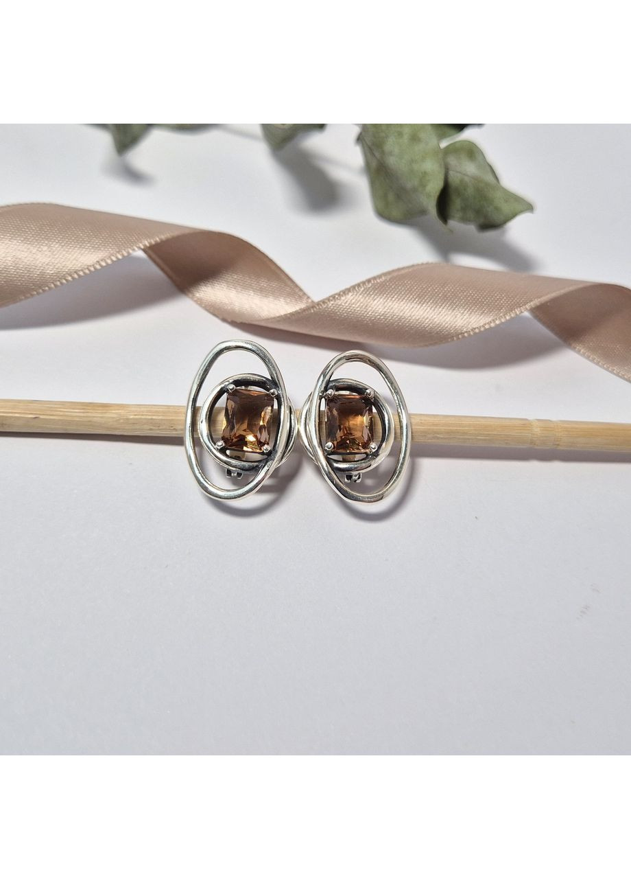 Срібні сережки Кейтлін із Султанітом срібло 925 проби Чорнене 20284h 6.35г Nobrand (373313172)