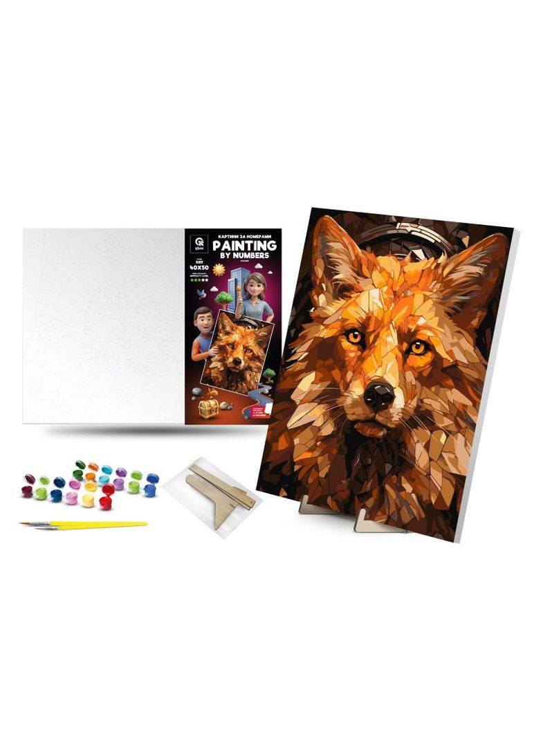 Набір для розпису по номерах 40х50 см QB900-016 "Рудолис" з дерев'яною підставкою qbee (368709412)