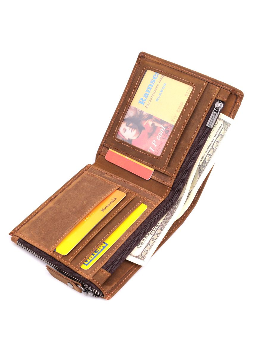 Практичний гаманець для чоловіків із натуральної шкіри коричневий 22856 Vintage (329196758)
