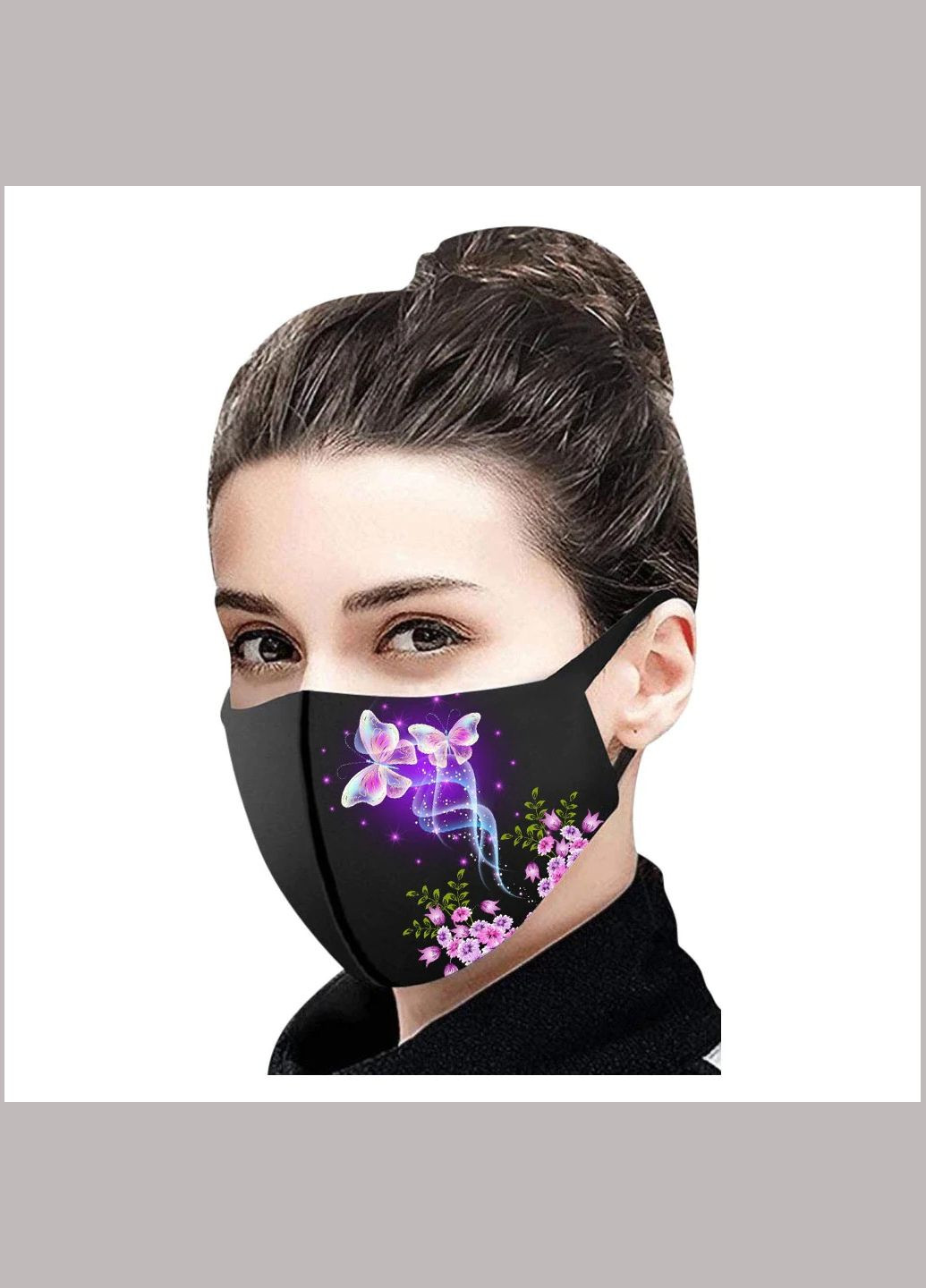 Тканевая маска для лица с красивым принтом, моющиеся, многоразовая маска, легко дышать в ней No Brand (285272311)