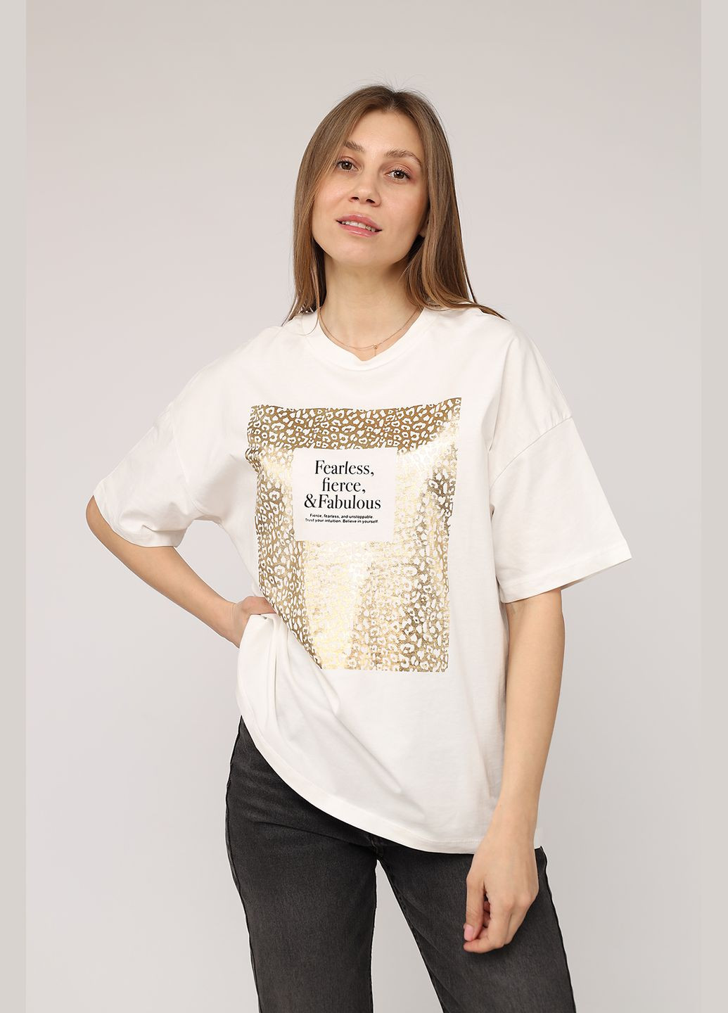 Футболка з коротким рукавом жіноча колір молочний ЦБ-00275570 Crep - (328387578)