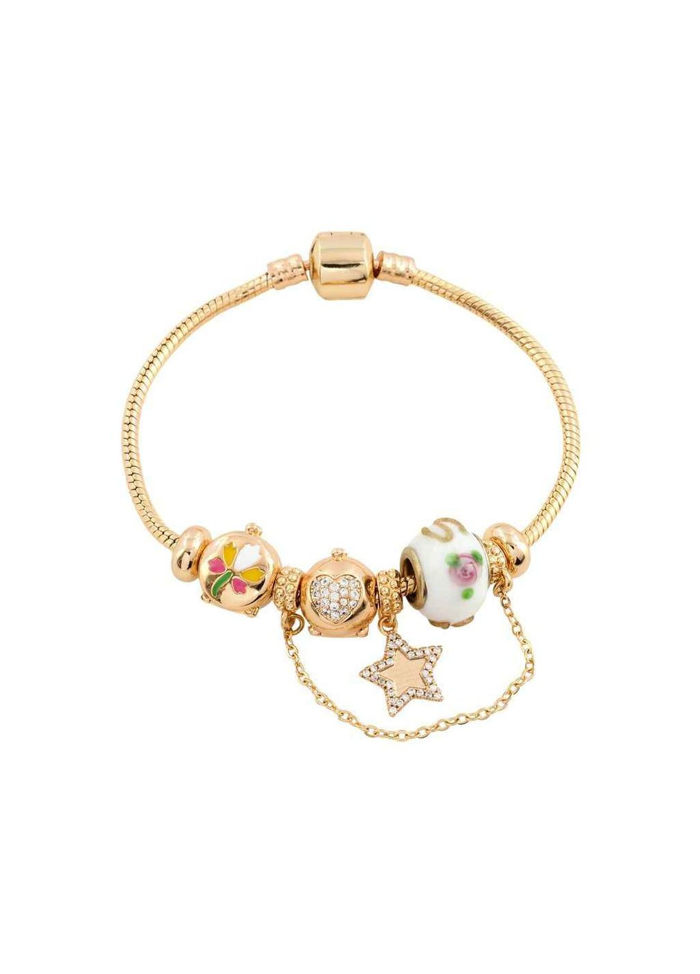 Браслет Позолота 18K "В стиле "Pandora" Ювелирный шнур с бусинами" длина 18см х 3мм (213258) Xuping Jewelry (359434468)