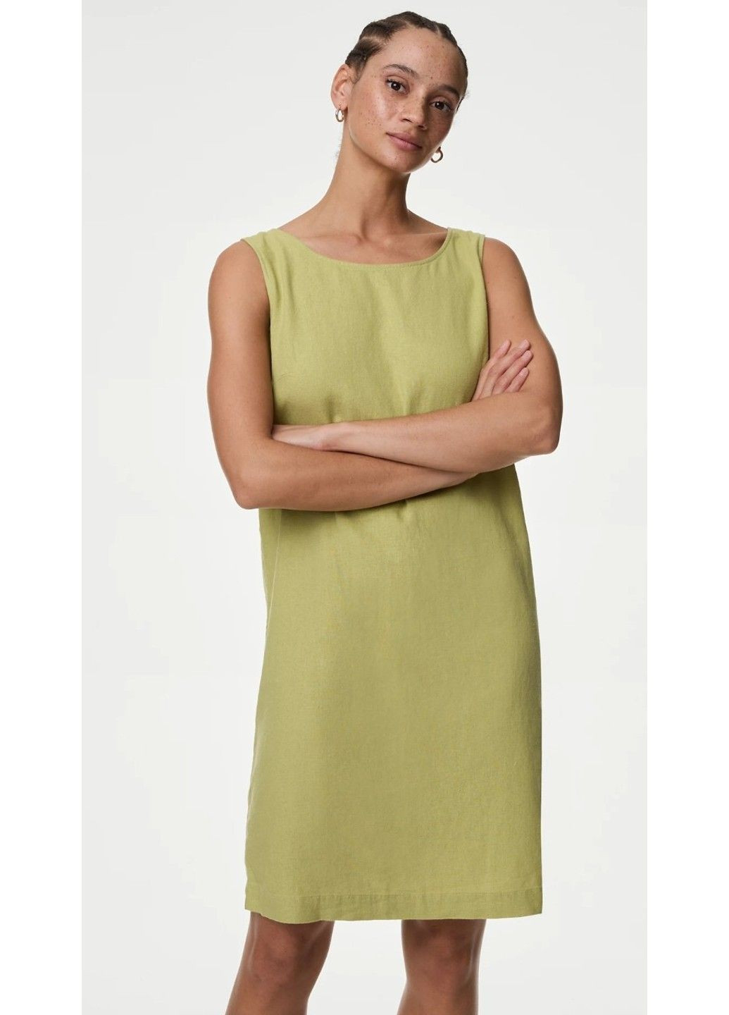 Светло-зеленое повседневный женское льняное платье без рукавов m&s (57131) s светло-зеленое H&M