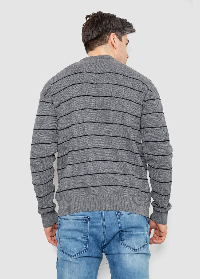 Серый зимний свитер мужской в полоску Ager 161R1057