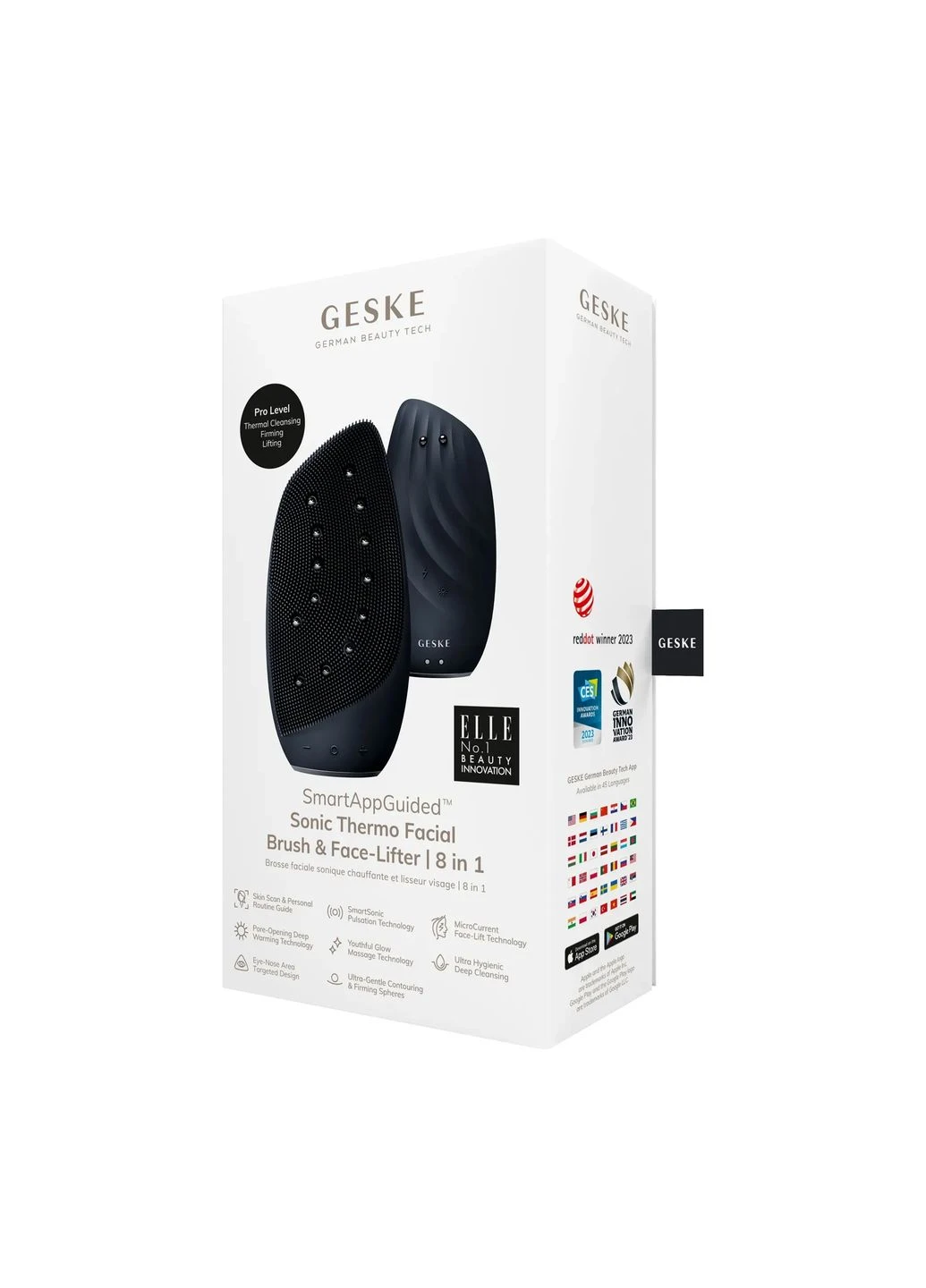 Очищувальна щітка для обличчя Sonic Thermo Facial Brush & Face-Lifter 8 в 1 black GESKE (386485672)