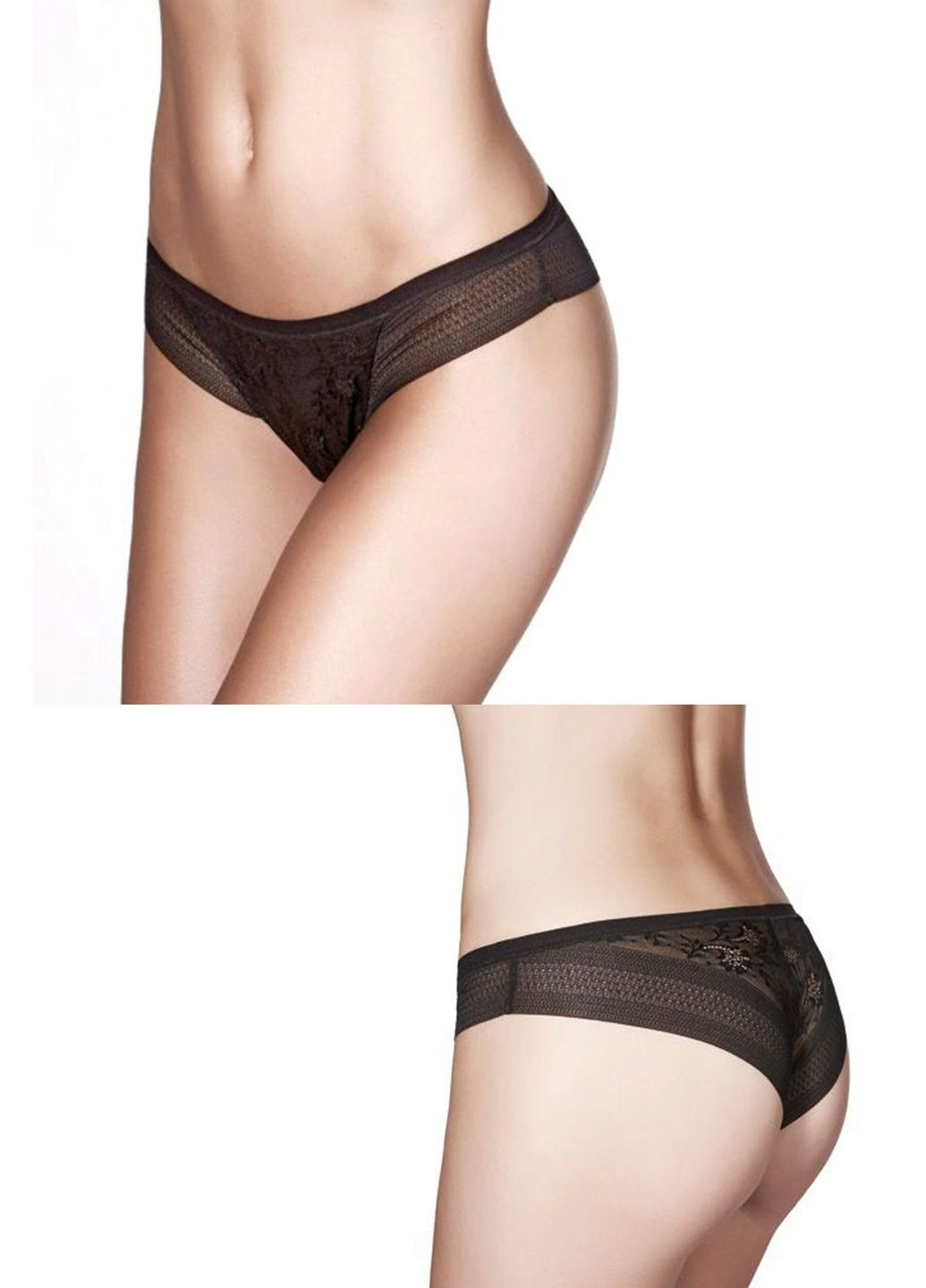 Безшовні трусики бразиліана з мереживом Janira 31622 Brasilian magic band black (322166810)