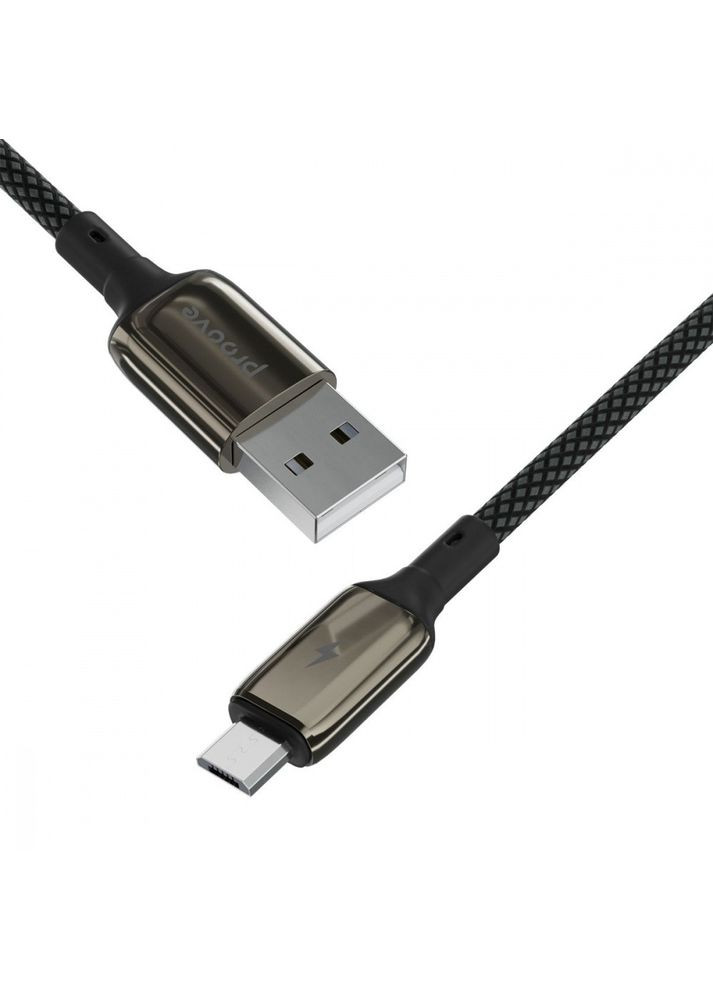 Кабель Dense Metal USB to Micro USB 2.4A (1m) black Proove (333800030)