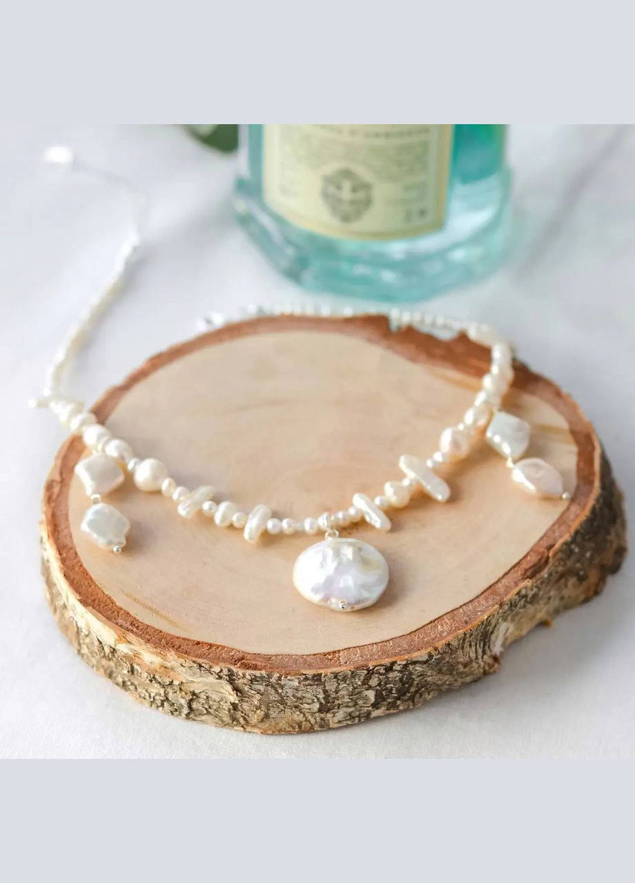 Чокер натуральні Барокові Перли, фур-ра гіп-ний сплав колір срібло d-7х19мм+- L-33-38см No Brand перли (культивовані) латунь срібло (302972863)