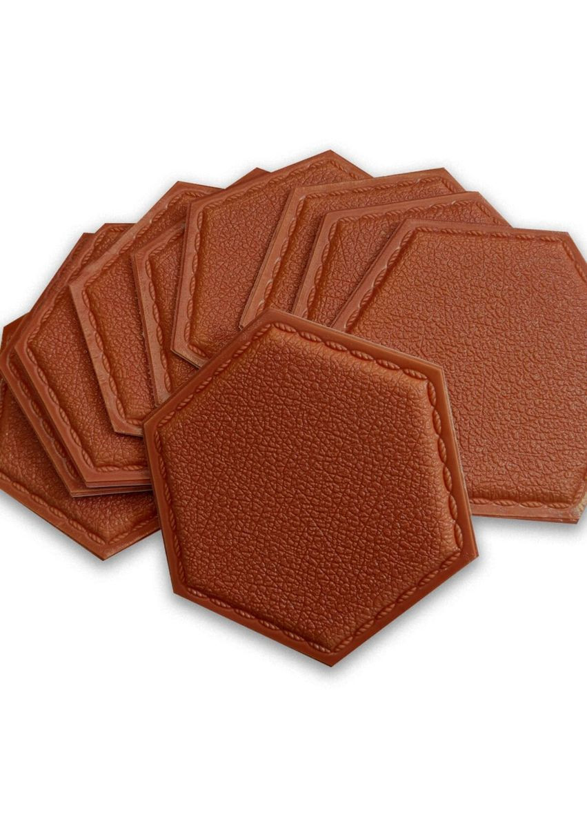 Декоративний шестикутник самоклеючий під шкіру коричневий 200x230мм (1103) SW-00000743 No Brand (328578663)