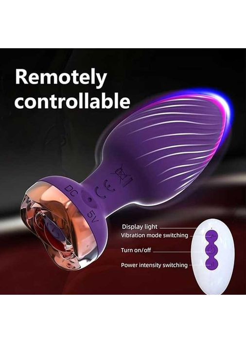 Силіконовий анальний корок із вібрацією Rose з Д/К 3,5*9 см. Анальні іграшки No Brand (370611956)