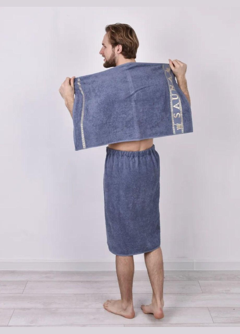 Банний набір для ванної з тапочками махра 70х150 Сірий (П4К-am-mahra-m-007) No Brand сірий