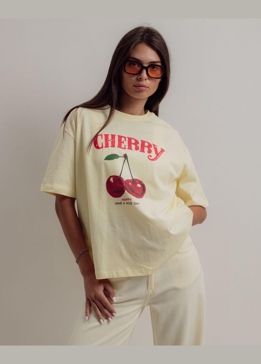 Футболка cherry жовтий Bisou - (342066031)