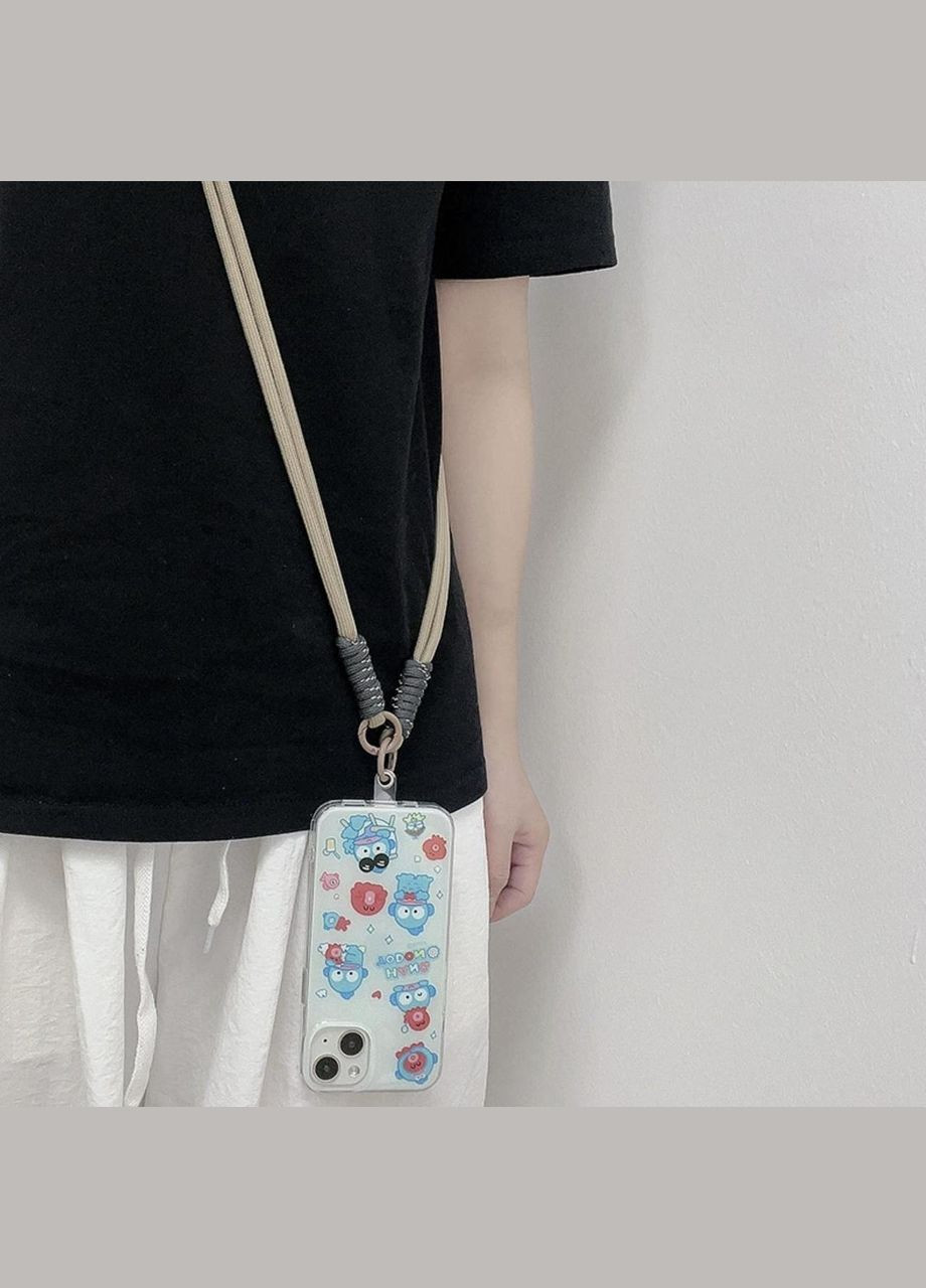 Ремінець-шнурок для телефона з прозорим тримачем, сіро-чорний No Brand (335868505)