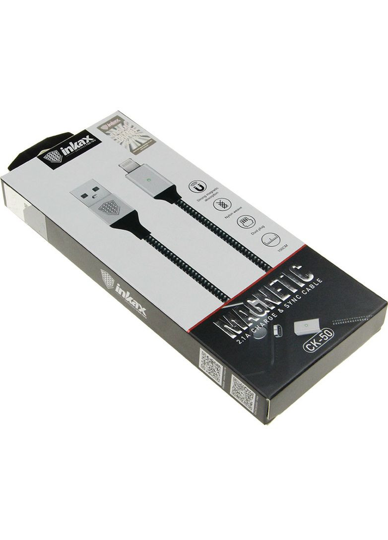 Кабель CK-50 magnetic Lightning cable 1m Black Inkax (301470752)