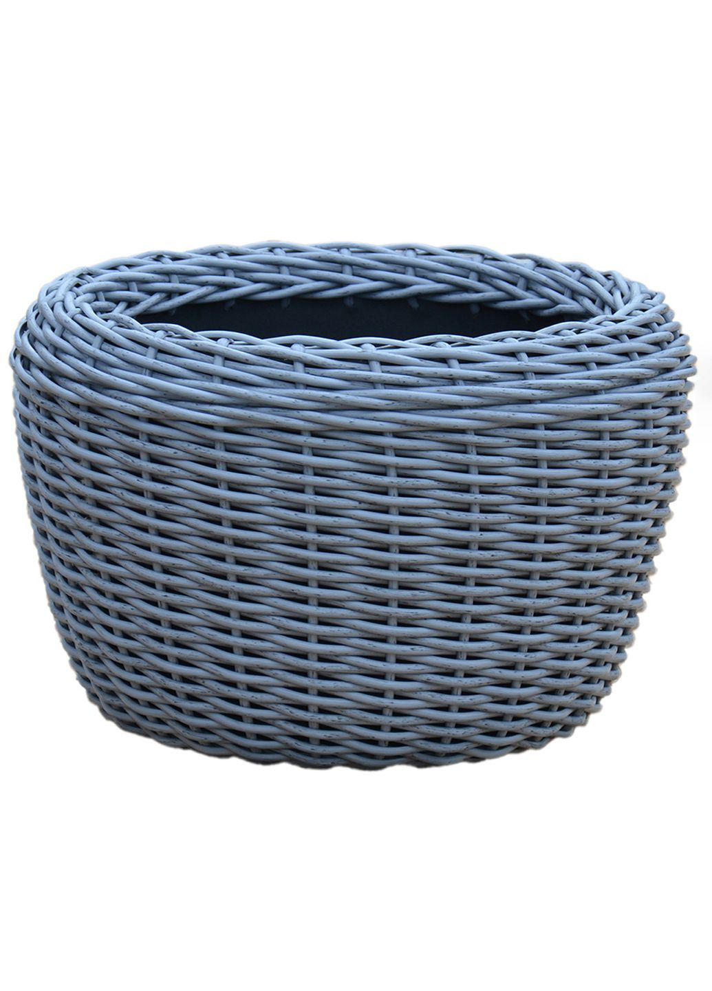Кашпо большое 60 литров (горшок для цветов и растений), Вазон из искусственного ротанга ручной работы. Цвет Серый Handmade (329193713)