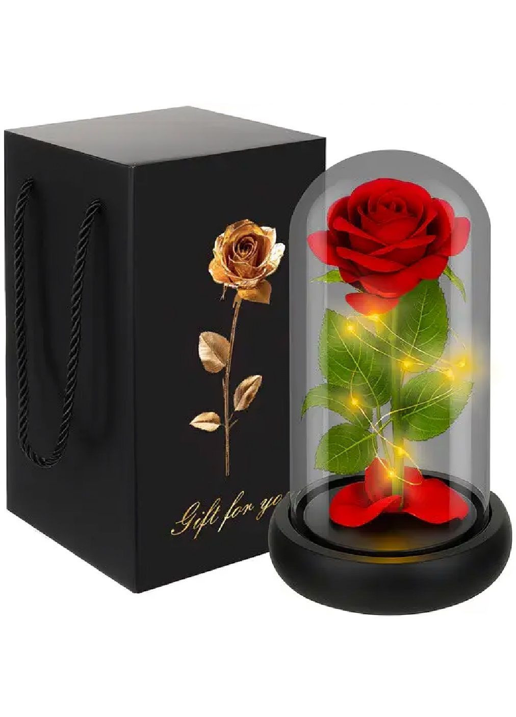 Ночник светильник роза в колбе с теплой белой светодиодной LED подсветкой работой от батареек 21 см (480249-Prob) Unbranded (332256938)