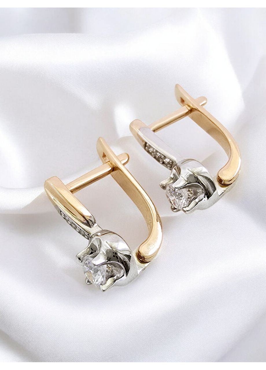 Золоті сережки з цирконієм 700040-1с Харківська ювелірна фабрика (355795843)