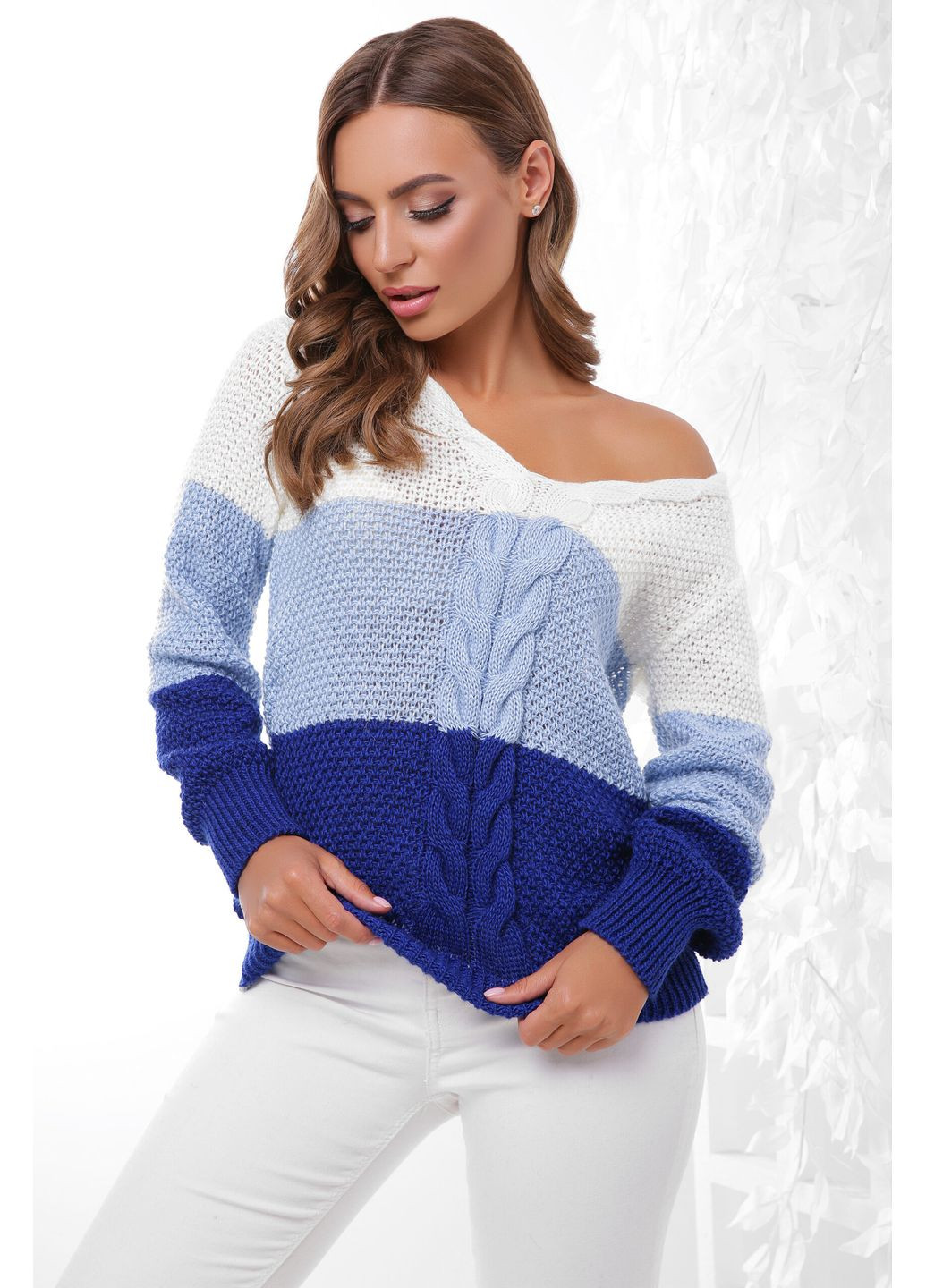 Блакитний зимовий жіночий в’язаний джемпер із вовни (-dzhemper-155) MarSe