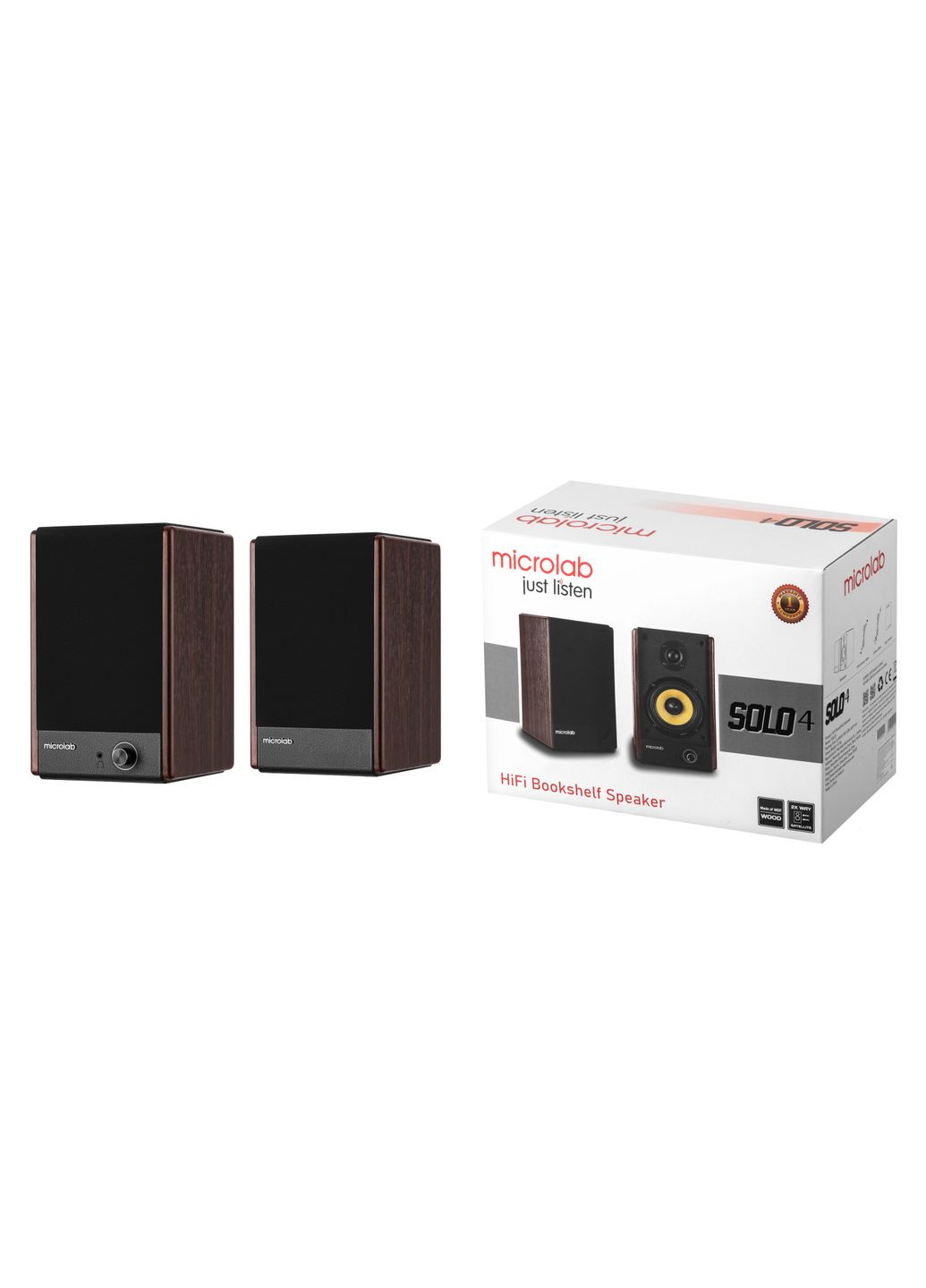 Акустическая система SOLO 4 2.0, 60w, mini-jack/, коричневый Microlab (364275397)