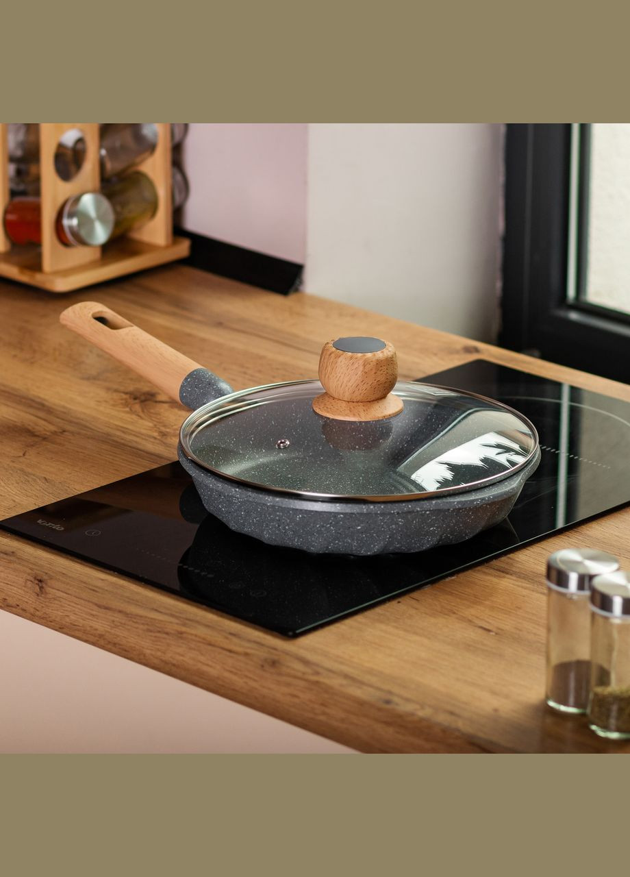 Алюмінієва сковорода 1,8 л з мармуровим антипригарним покриттям Ø 24 см сіра MGC (356460384)