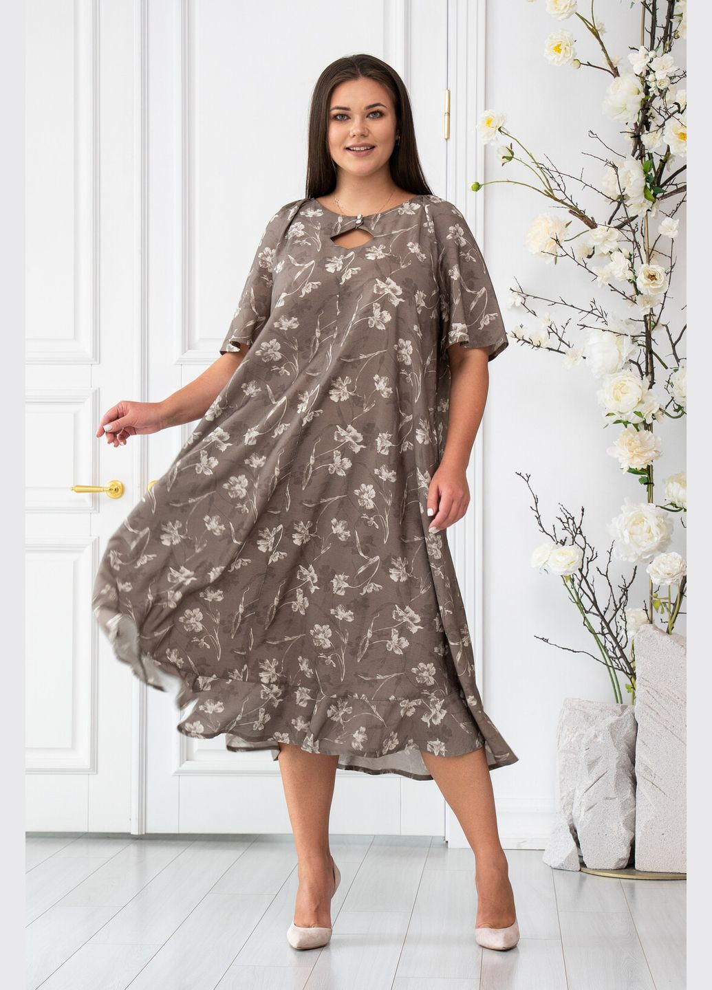 Серое повседневный платье с коротким рукавом аирин-лето (ск 1125) RiMari