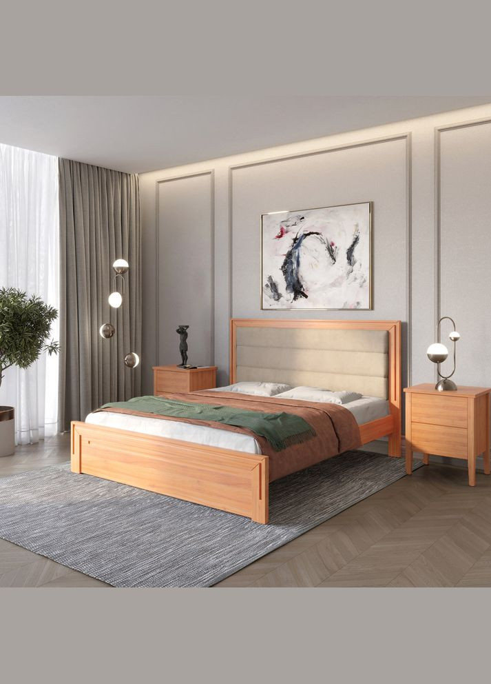 Двоспальне дерев'яне ліжко Торонто Т5 /Аляска 23 (бежевий) 140х200 см (MBG-10524) Mebigrand (366086921)