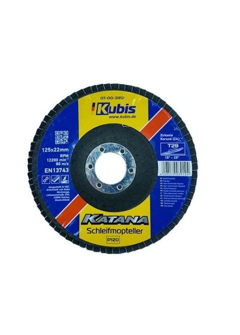 Круг пелюстковий торцовий конічний Т29 Р120, 125*22 мм, Zirconia KATANA Kubis (363054971)