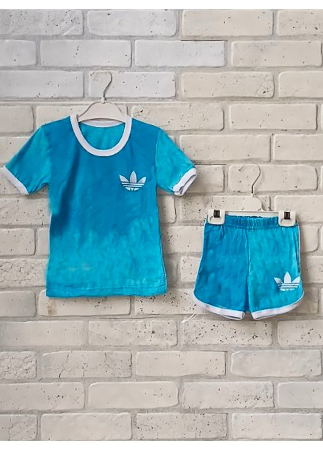 Блакитний літній дитячий костюм на дівчинку футболка + шорти варенка No Brand