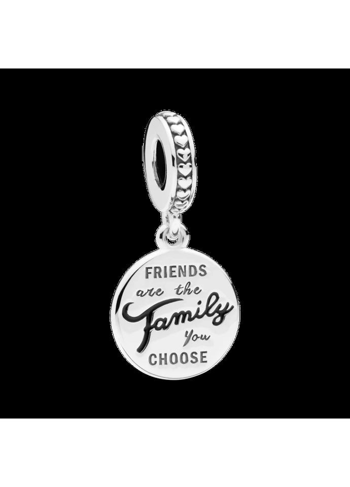 Серебряный шарм-подвеска Пандора "Друзья - это семья, которую ты выбираешь сам" 798124EN16 Kabluchka (355344692)