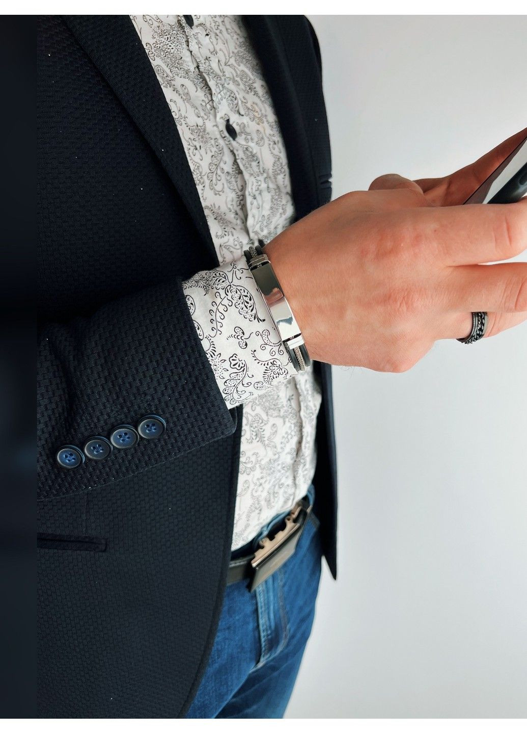 Браслет під гравіровку з медичної сталі на силіконовому ремінці 20см BSS-085 No Brand (299486497)