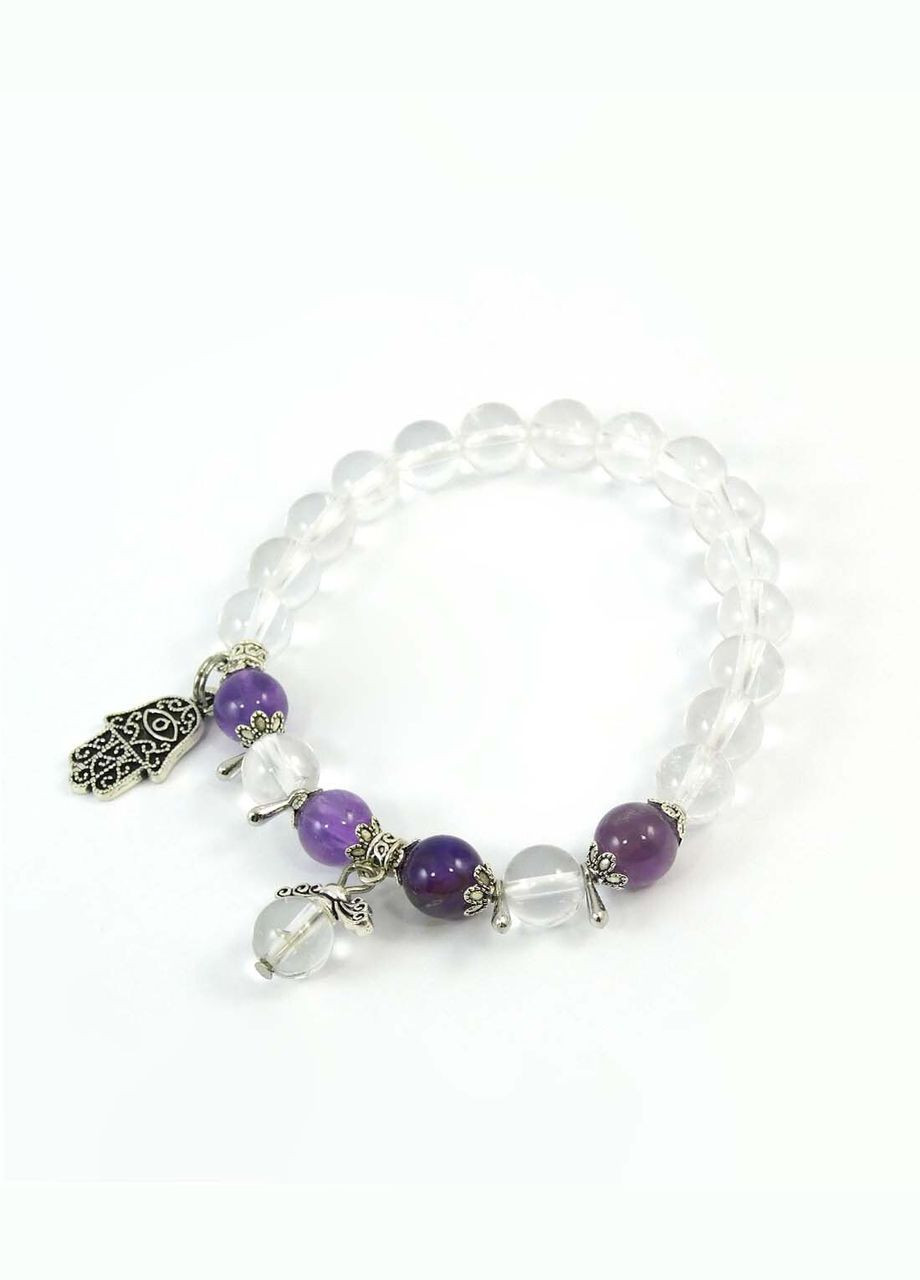 Браслет "Веснянка" Горный хрусталь, Аметист 14 Fursa fashion (322568566)