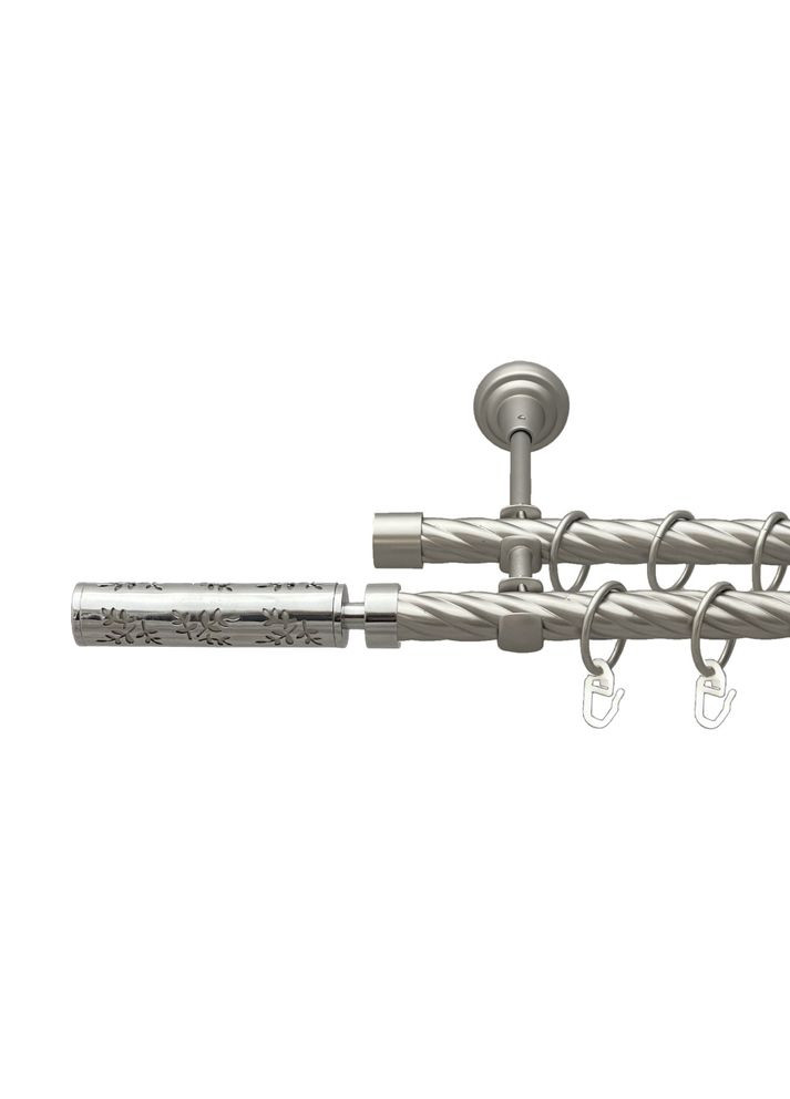 Карниз Апрілія металевий дворядний відкритий скручена труба Сатин 19\19 мм 300 см (00-00023161) ORVIT (300845027)