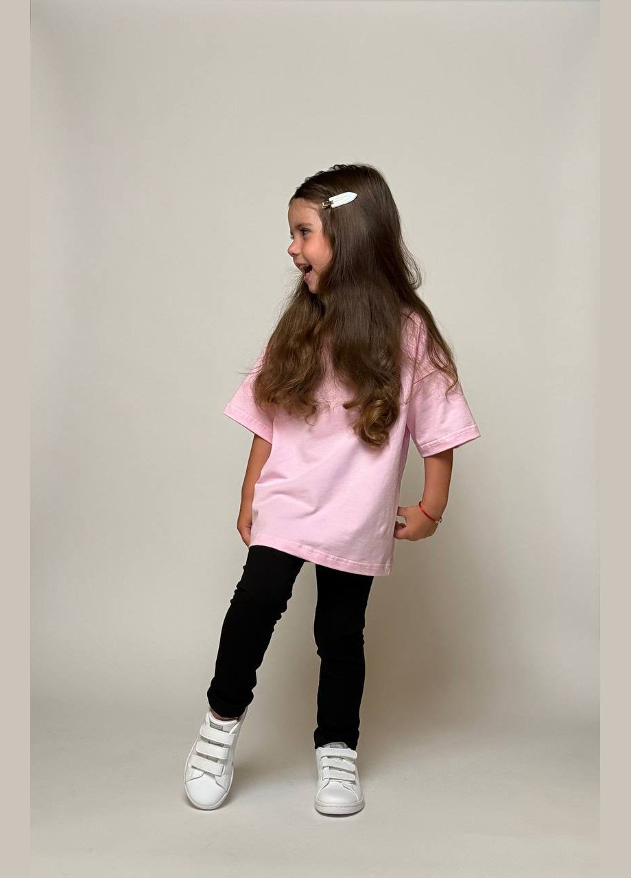 Светло-розовая демисезонная базовая футболка оверсайз No Brand