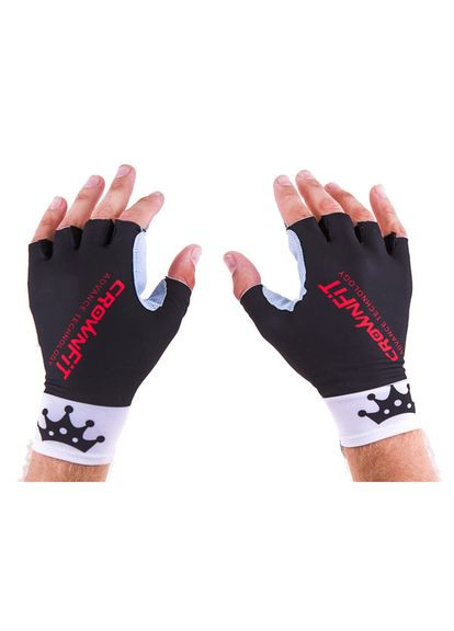 Перчатки вело, фитнес CrownFit Lycra+Amara, размер S, бело-черные. World Sport (362444989)