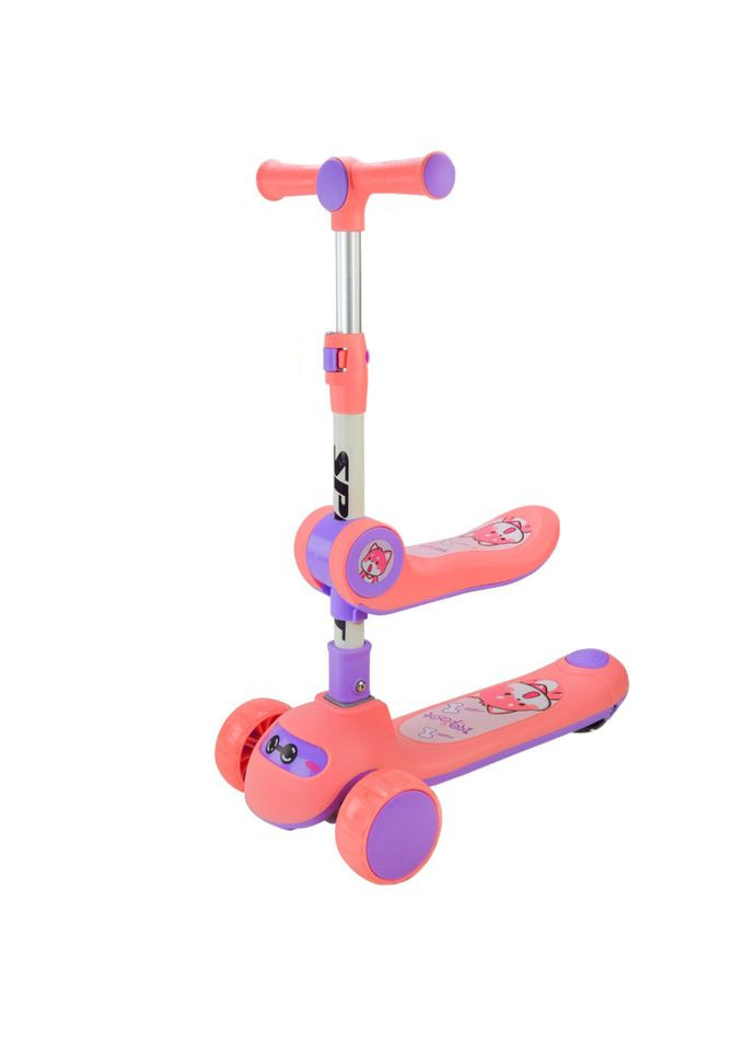 Самокат детский 3-х колесный SC2422(Pink) 3в1 светящиеся колеса, розовый Bambi (344391010)