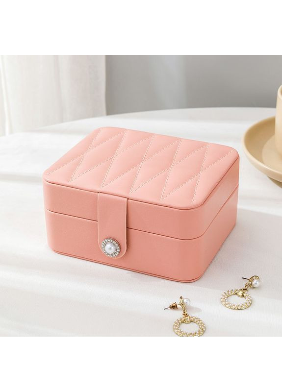 Містка стьобана скринька для прикрас з дзеркалом кольору пильної троянди No Brand (316580413)