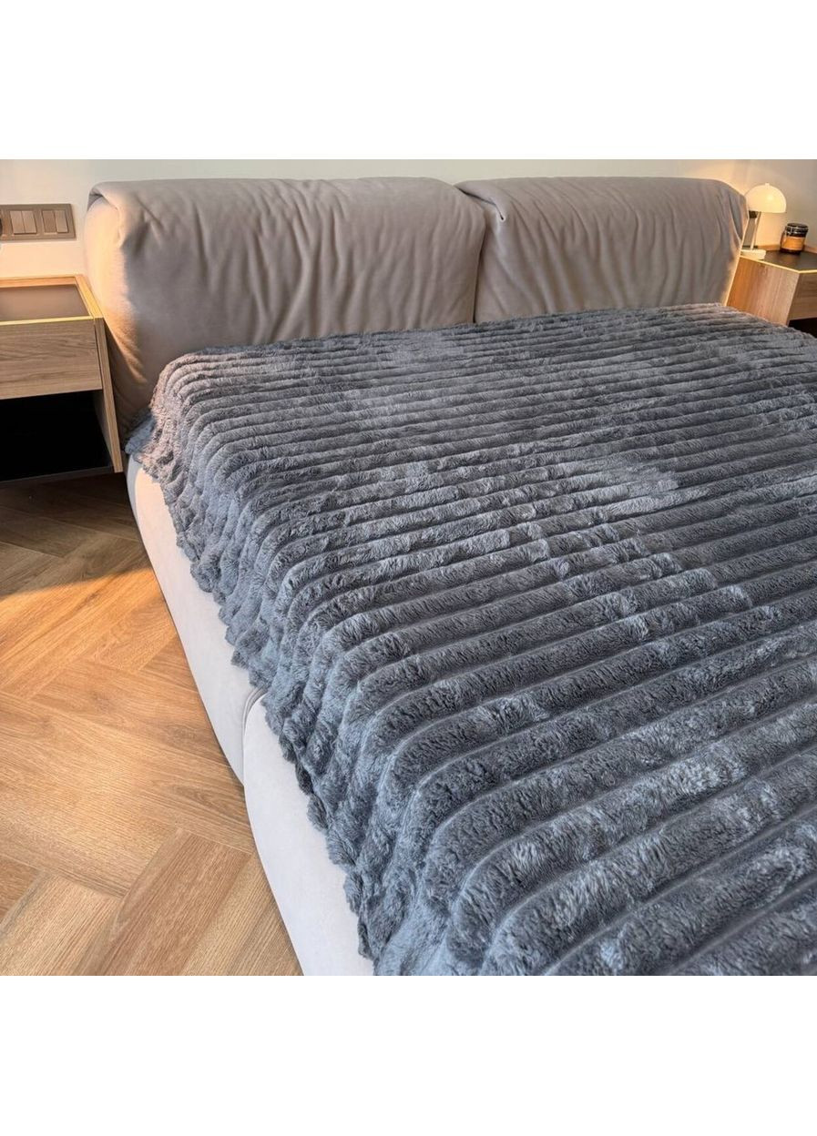 Плед-покривало флісовий двоспальний темно-сірий 180х200 Королівський Шарпей PKS13 Malloory Home (364874533)