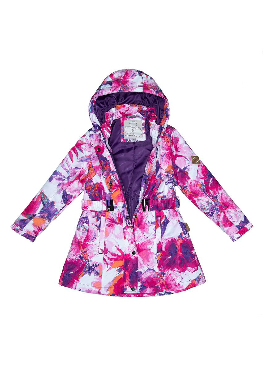 Рожева пальто leandra white pattern, поліестер, р.134, рожевий з білим () Huppa 18030004-91120-134
