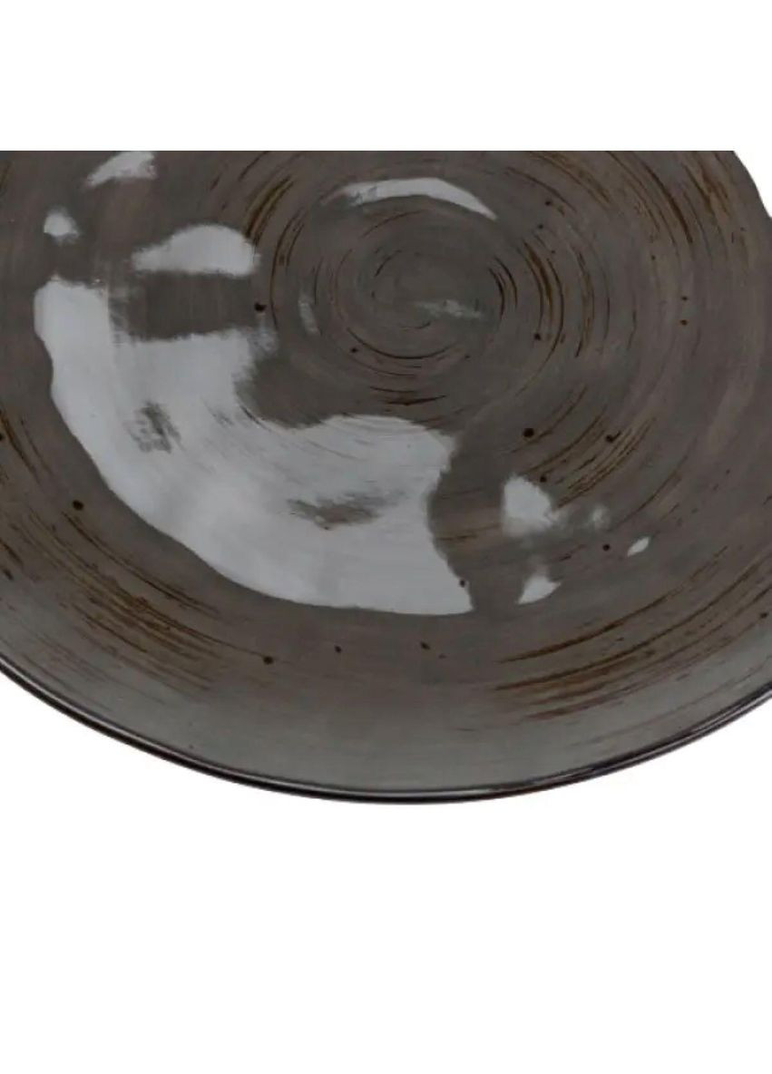 Тарілка сервірувальна кругла 26 см плоска порцелянова коричнева HP23393 TS Kitchen (370802451)