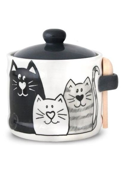 Банка-медівниця Мурчики 420мл керамічна з бамбуковою ложечкою для зберігання меду та солодощів S&T (368988077)