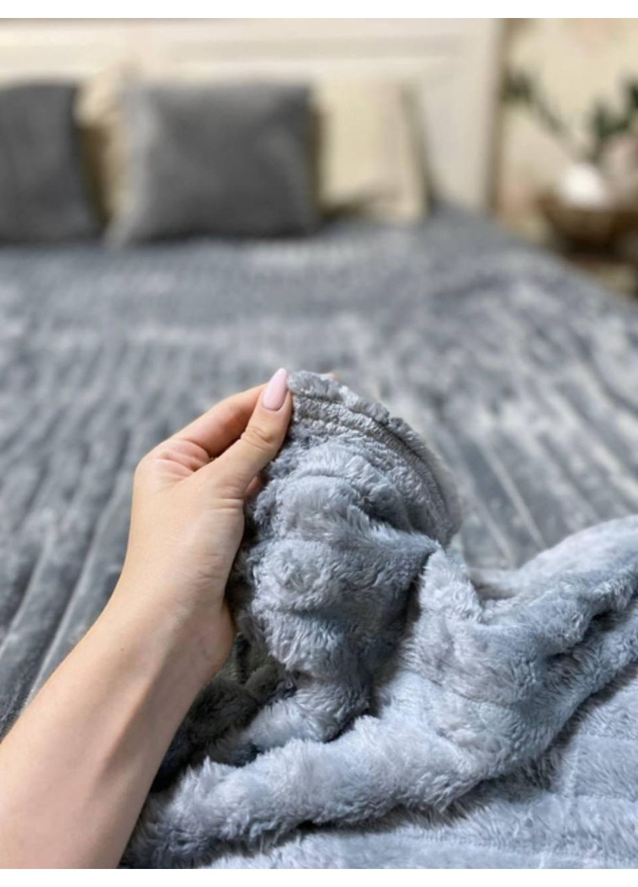 Плед покривало Шарпей Королівський широка смуга Євро розмір 200х220 см. колір Сірий + Подарункова фірменна сумка SOVA текстиль (361932262)