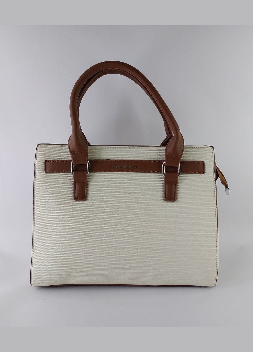 Сумка женская тоут на два отделения с двумя короткими ручками и белым ремешком Karlos Marconi (347640652)