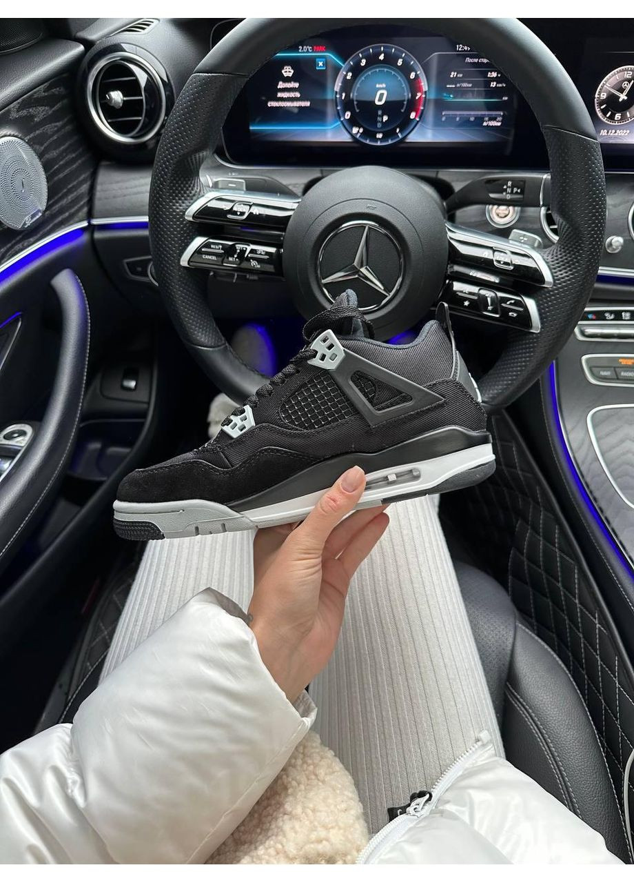 КРОССОВКИ ЖЕНСКИЕ NIKE AIR JORDAN 4 RETRO SE BLACK CANVAS НАЙК АИР ДЖОРДАН No Brand чёрные демисезоны (367168191)