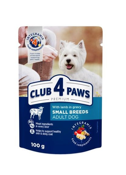 Влажный корм для собак малых пород с ягненком в соусе 100 г B5510401 Club 4 Paws (319821951)