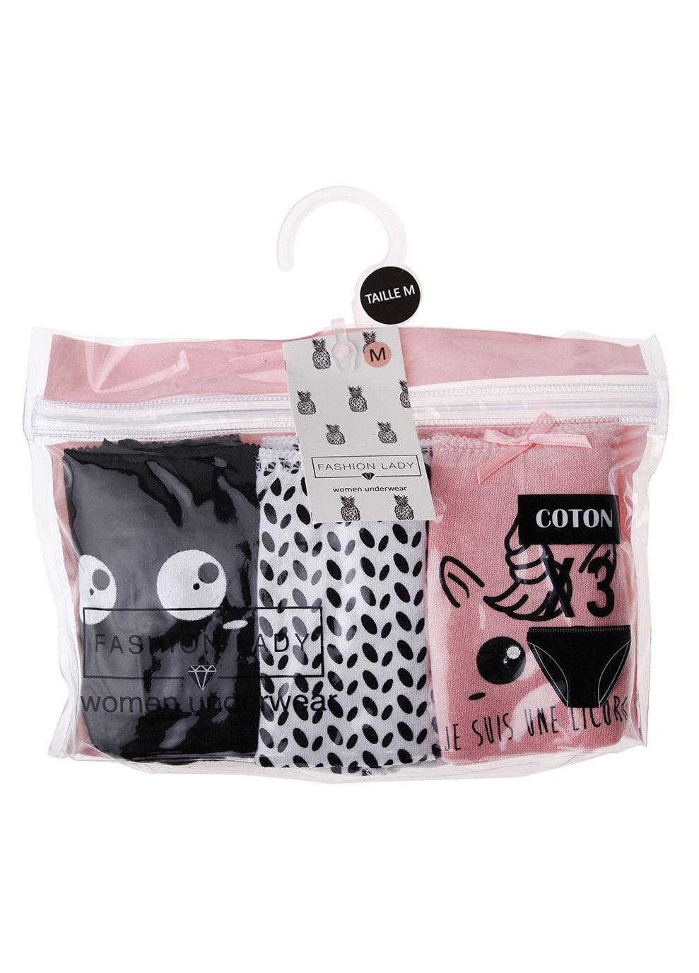 Трусики-сліп Fashion ady Sli Slip F 3-pack L black/white/pink Fashion Lady (333957879)