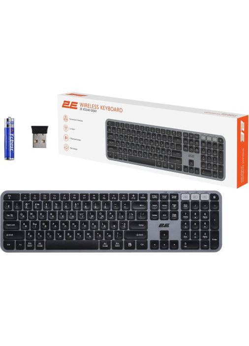 Клавіатура KS240 WL BT EN/UKR Grey (-KS240WG_UA) 2E (360423812)