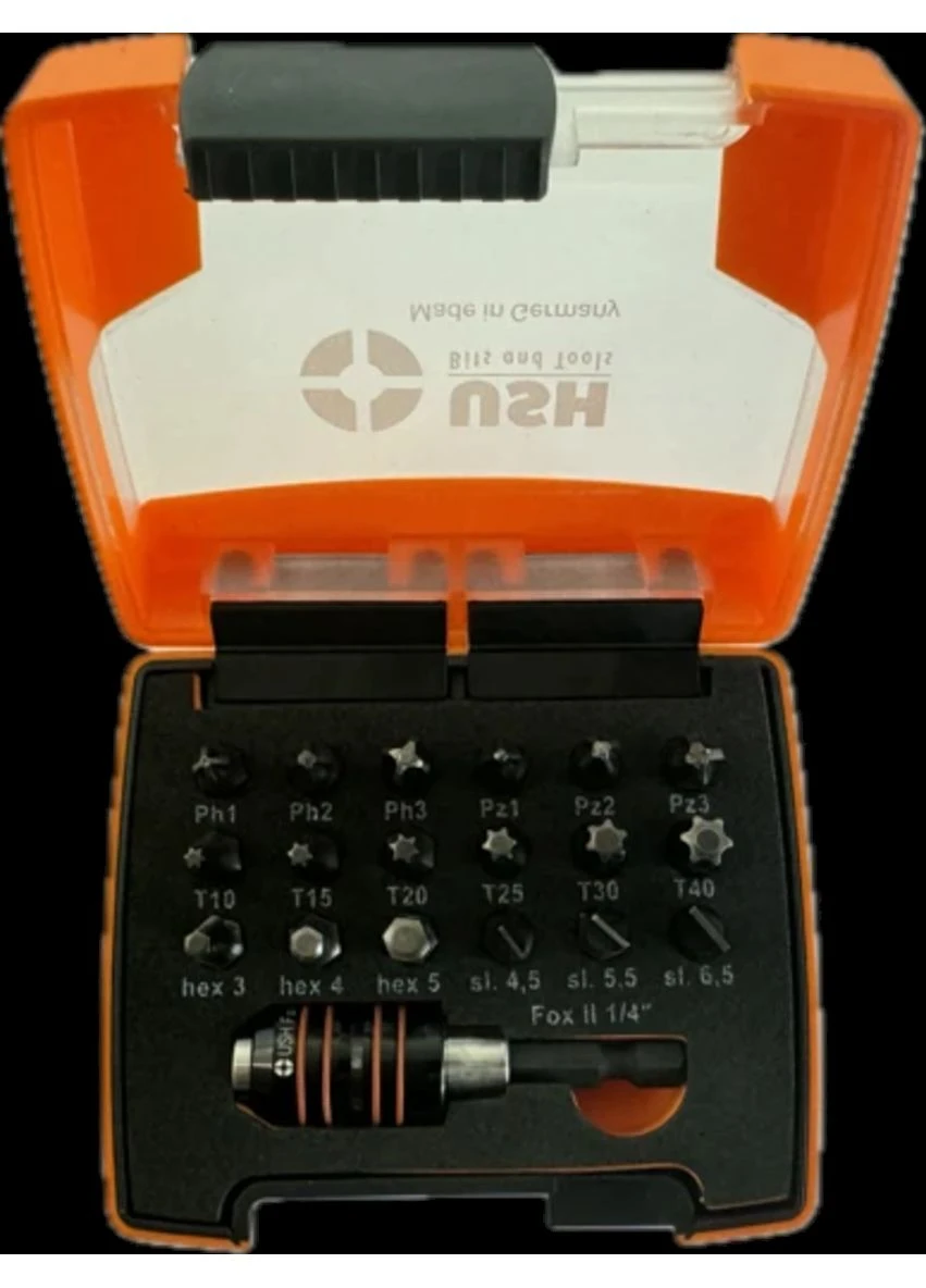 Насадки отверточные USH Industry: с магнитным держателем, PH, PZ, SL, Torx, HEX, 19 эл No Brand (393102059)