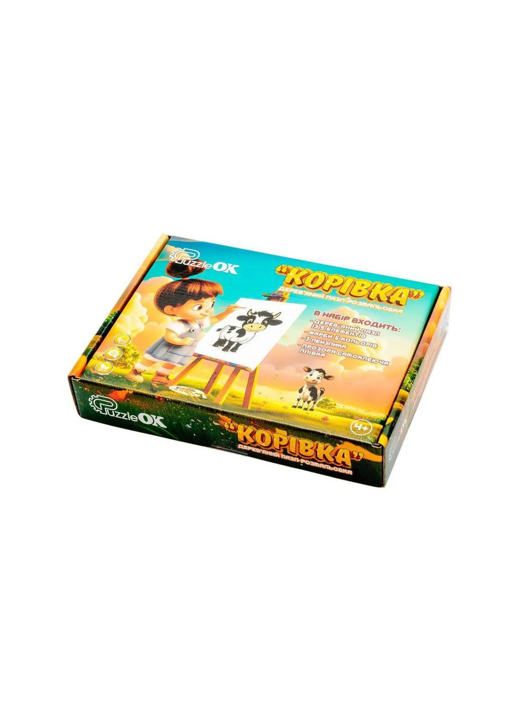 Деревяний пазл-розмальовка "Корівка" 22936 PuzzleOK (329893779)