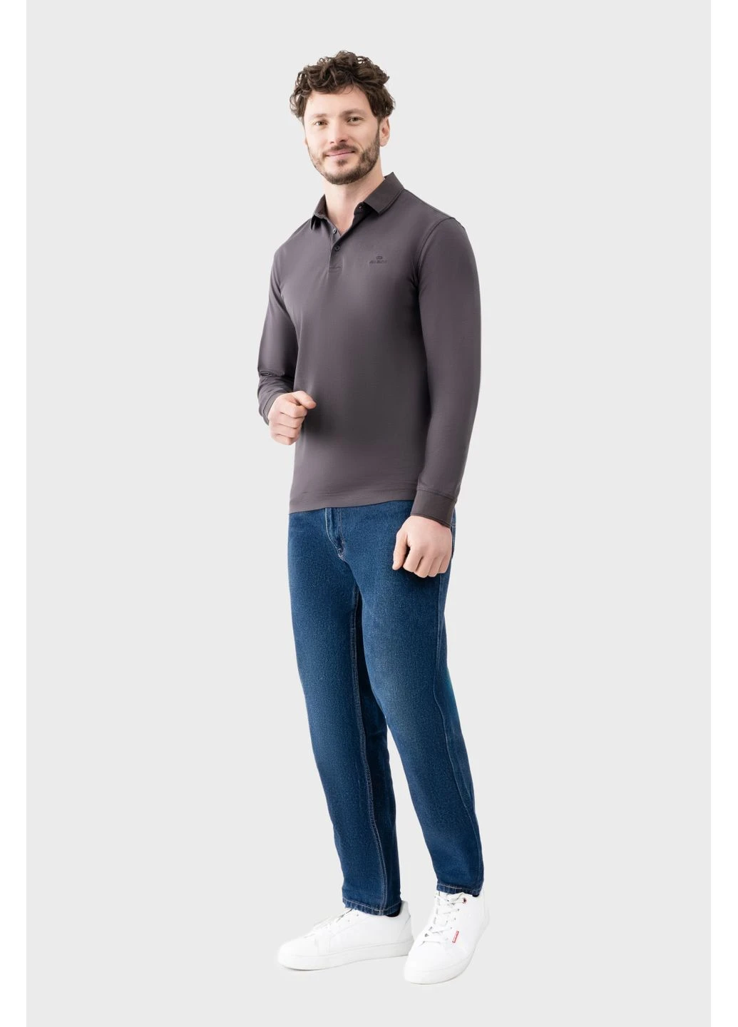 Лонгслів-поло сіре з трикотажу Double Face 30592/17 3XL Avecs (382743131)